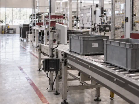Illustrative RFID production-line scene